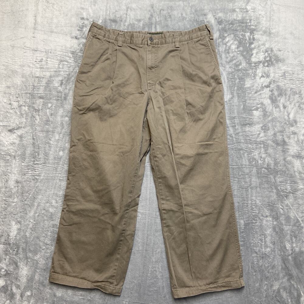 Eddie Bauer Pleated‎ Chino Pants Men's Size 38 Green Brown Pants Olive